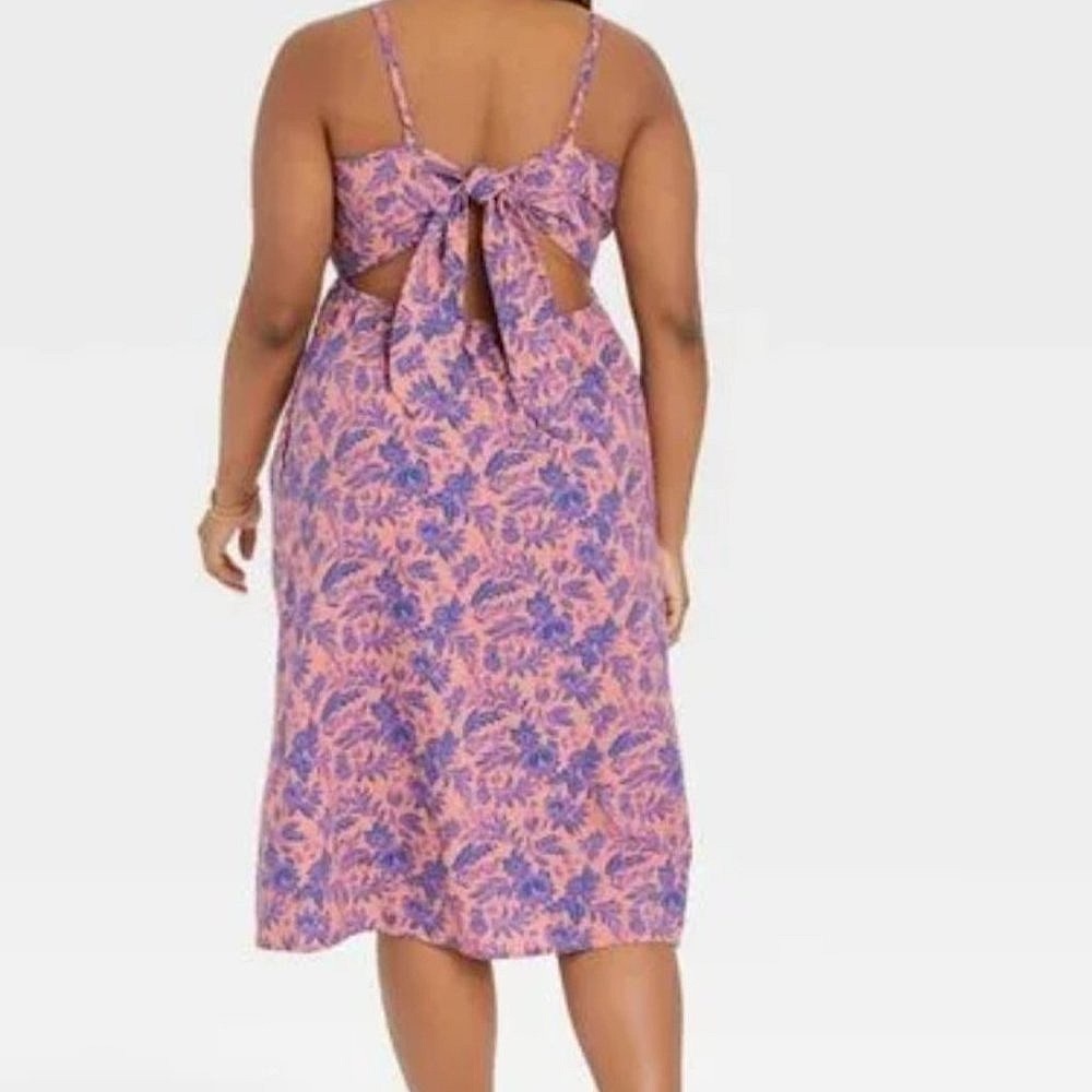 Universal Thread Spaghetti Strap Midi Dress Floral Pink Purple Cotton XXL 🏖️